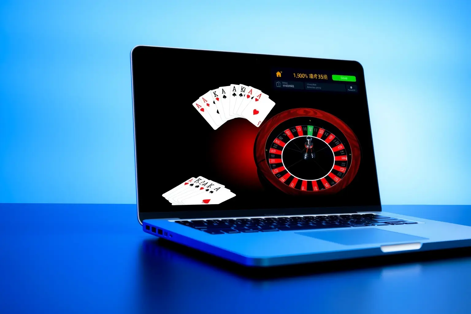 Modern online casino software dashboard showing live gaming statistics, slot machines interface, and revenue metrics across desktop, tablet and mobile devices